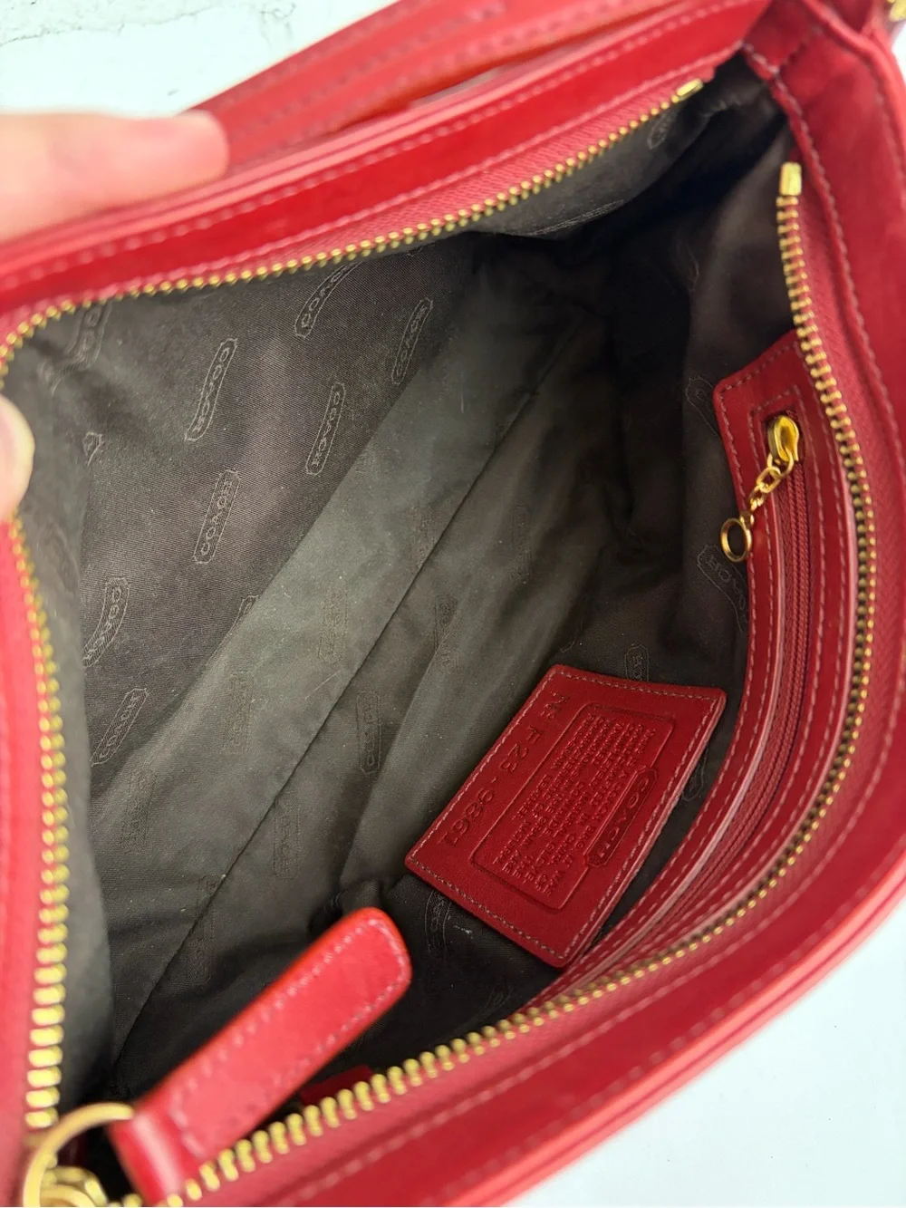 Coach Red Leather Shoulder Bag with Gold Hardware